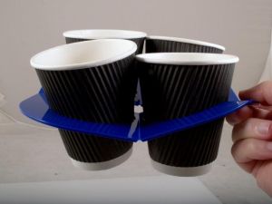 Re-Usable Plastic Cup Carrier - 4 cup Blue JAG19355